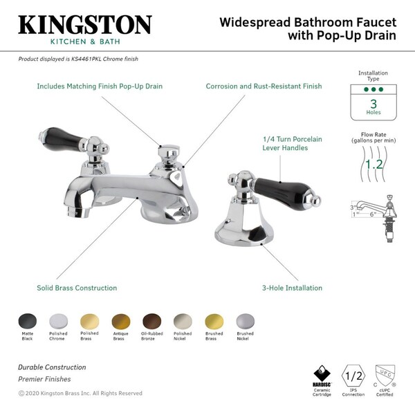 KS4467PKL Duchess Widespread Bathroom Faucet W/ Brass Pop-Up, Brass